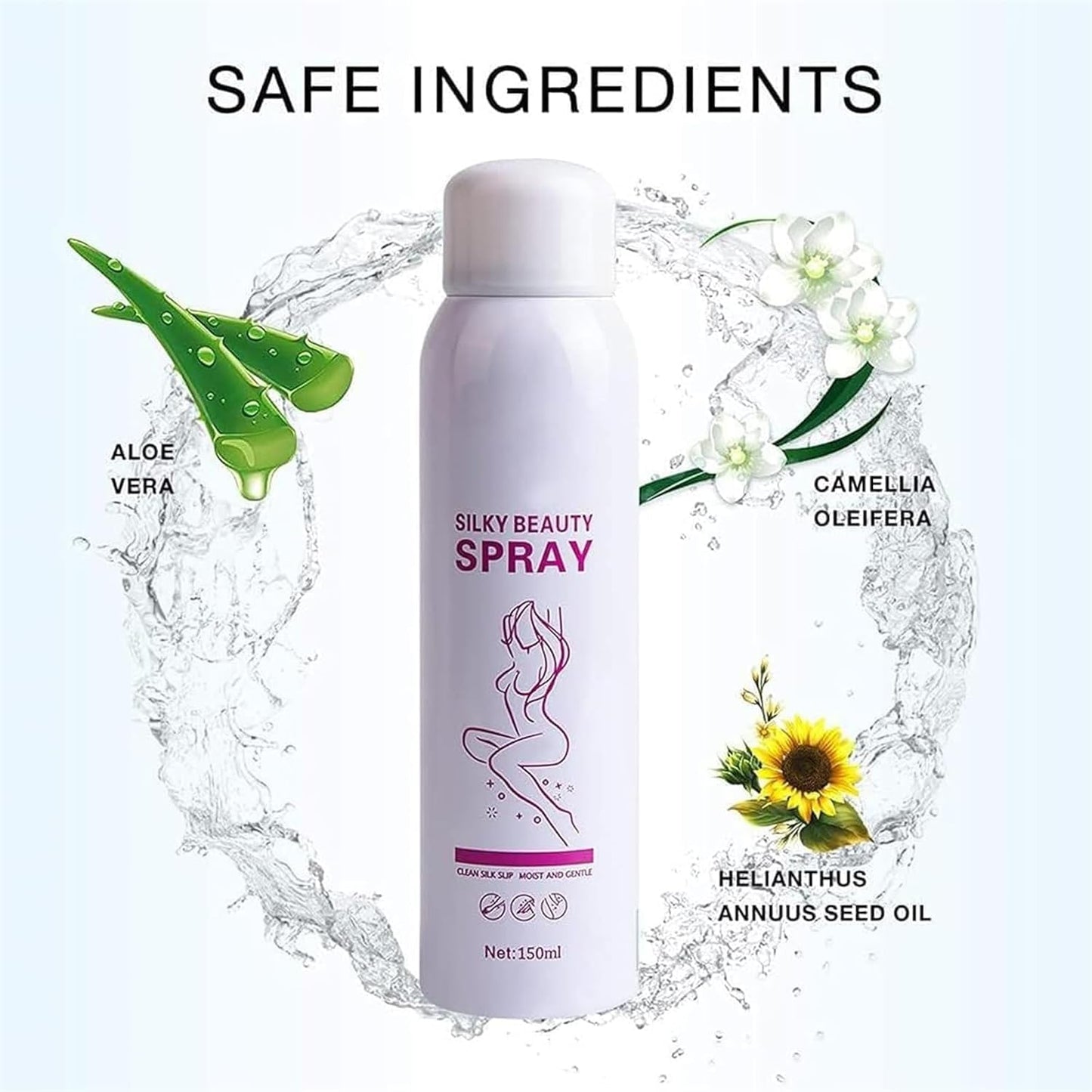 Silky Beauty Spray, Quick and Painless Hair Removal Spray Foam for Legs, Arms, Underarms, Chest, Back, for Men and Women Skin Care150ml